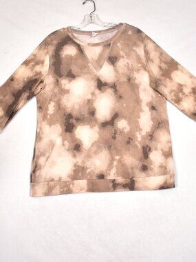 CY Women's Top 3/4 Sleeve Tie Dye Brown Camo Size Medium